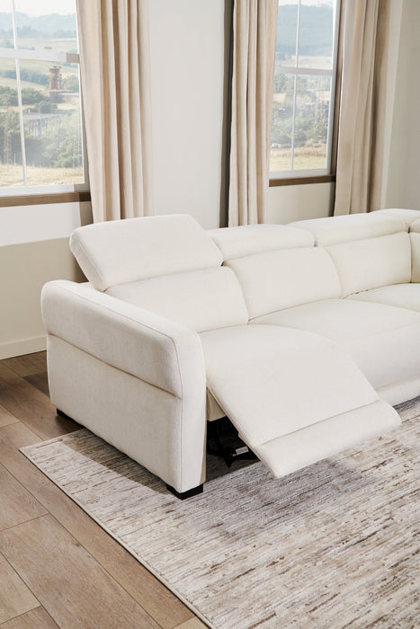 Sofa sectionnel à inclinaison électrique Aspen de Cindy Crawford Home 4 pièces avec fauteuil sans inclinable - albâtre