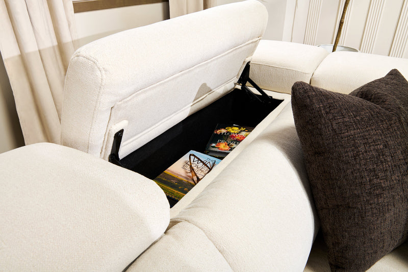 Sofa sectionnel à inclinaison électrique Aspen de Cindy Crawford Home 4 pièces avec fauteuil sans inclinable - albâtre