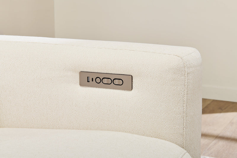 Sofa sectionnel à inclinaison électrique Aspen de Cindy Crawford Home 4 pièces avec fauteuil sans inclinable - albâtre