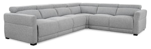 Sofa sectionnel à inclinaison électrique Aspen de Cindy Crawford Home 4 pièces avec fauteuil sans accoudoirs inclinable et port USB - gris