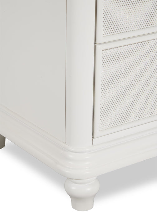 Commode somptueuse Ava de 67 po (L) x 39 po (H) à 7 tiroirs avec éclairage à DEL pour la chambre à coucher - blanche