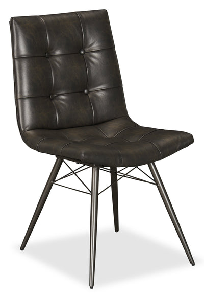 Avis Dining Chair with Vegan Leather Fabric, Metal - Black | Chaise de salle à manger Avis en tissu de cuir végétalien et en métal - noire