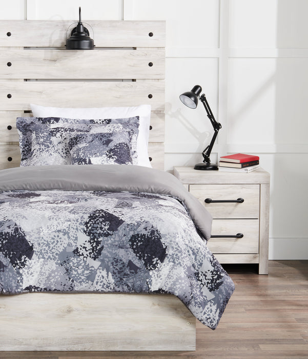 Ensemble d'édredon Axel 4 pièces pour lit double ou grand lit - gris