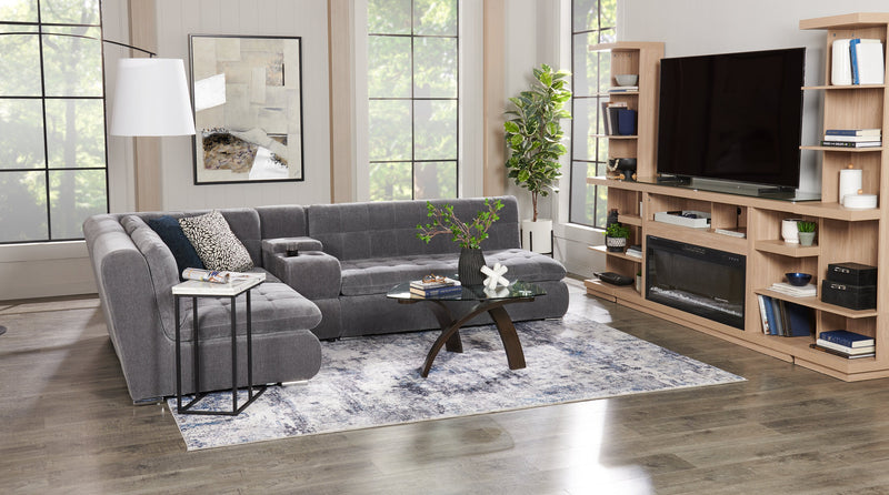 Meuble audio-vidéo Axel 3 pièces de 74 po avec foyer électrique et rangement pour téléviseurs jusqu’à 85 po - taupe