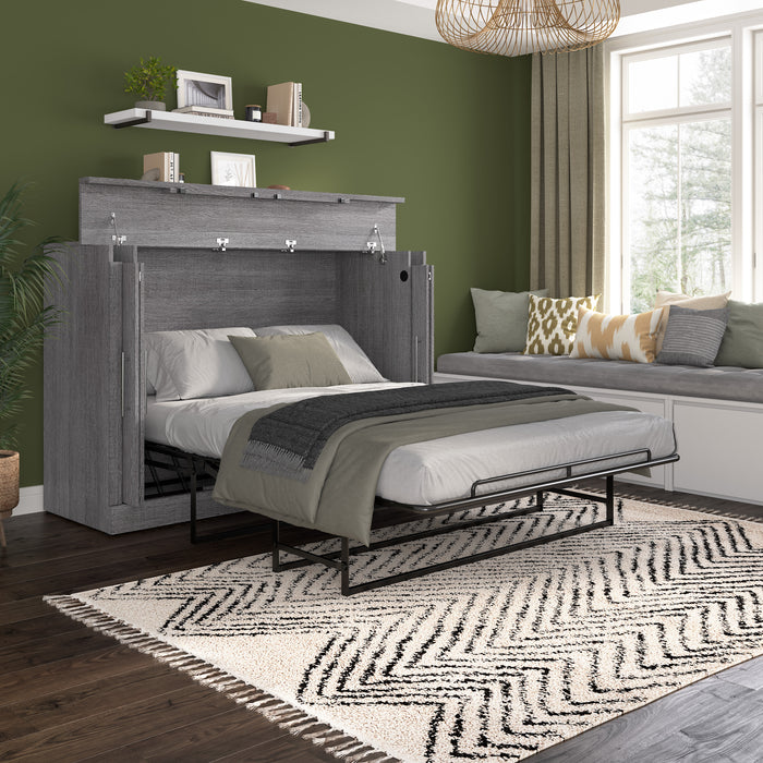 Armoire-lit double Nebula de Bestar de 69 po (L) avec matelas - gris écorce