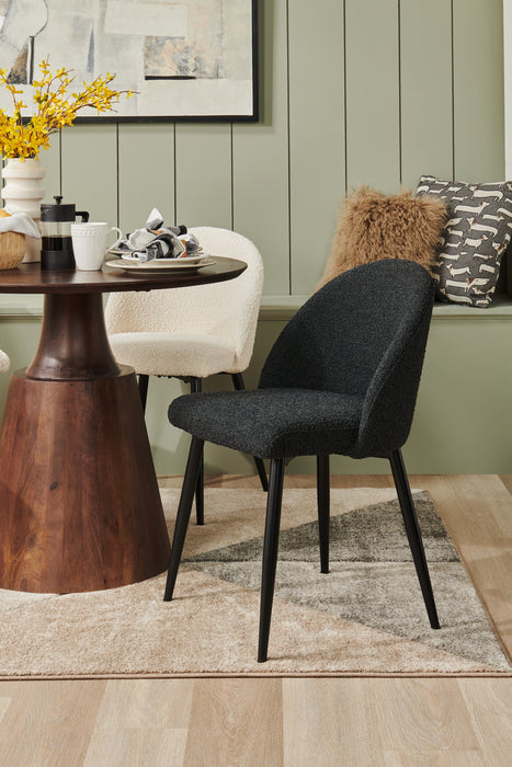 Chaise de salle à manger Bali en tissu bouclé et en métal - noire