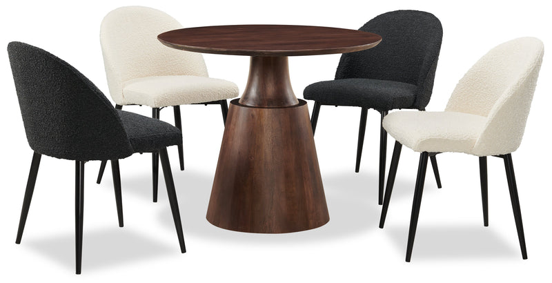 Table de salle à manger ronde Bali de 36 po (L) en manguier avec base piédestal - brune
