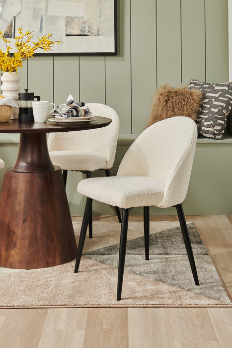 Chaise de salle à manger Bali en tissu bouclé et en métal - taupe