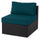 Fauteuil sans accoudoirs Barbados pour la terrasse à l’extérieur - osier en résine tressé à la main, résistant aux rayons UV et aux intempéries - noir et bleu