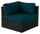 Fauteuil en coin Barbados pour la terrasse à l’extérieur - osier en résine tressé à la main, résistant aux rayons UV et aux intempéries - noir et bleu