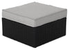Pouf Barbados pour la terrasse à l’extérieur - osier en résine tressé à la main, résistant aux rayons UV et aux intempéries - noir et gris