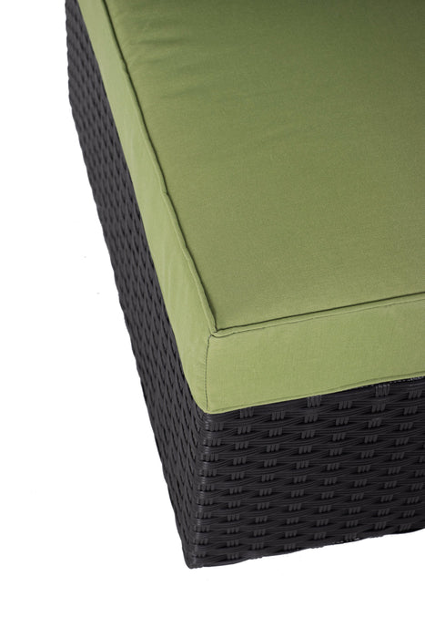 Fauteuil en coin Barbados pour la terrasse à l’extérieur - osier en résine tressé à la main, résistant aux rayons UV et aux intempéries - noir et vert