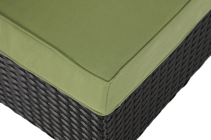 Fauteuil en coin Barbados pour la terrasse à l’extérieur - osier en résine tressé à la main, résistant aux rayons UV et aux intempéries - noir et vert