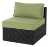 Fauteuil sans accoudoirs Barbados pour la terrasse à l’extérieur - osier en résine tressé à la main, résistant aux rayons UV et aux intempéries - noir et vert