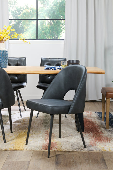 Chaise de salle à manger Bay de Kort & Co. en tissu de cuir végétalien et en métal - anthracite