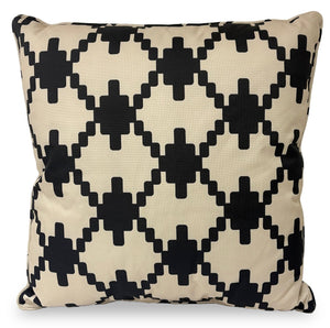 Coussin décoratif à motif pour l’intérieur et l’extérieur - noir et beige