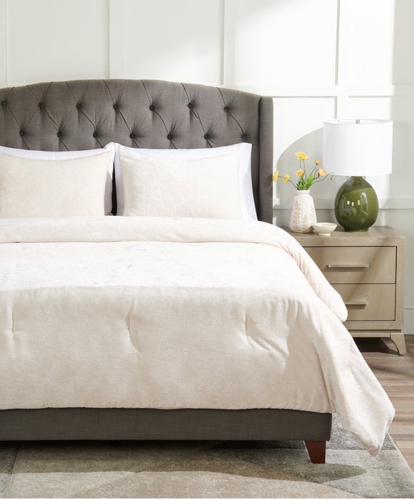 Ensemble d’édredon Bellflower Grove de 3 pièces pour très grand lit - crème