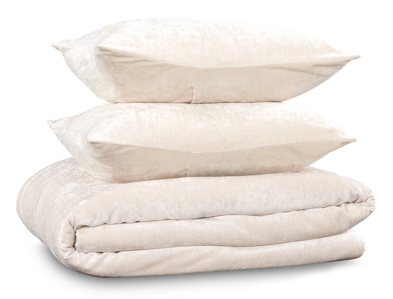 Ensemble d’édredon Bellflower Grove de 3 pièces pour très grand lit - crème