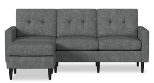 Sofa modulaire BLOK à accoudoirs à l’anglaise avec fauteuil long - acier