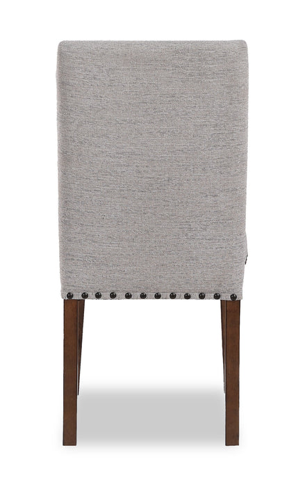 Chaise de salle à manger Boden en tissu de polyester avec bordure de clous décoratifs - beige et brune