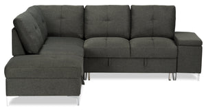 Sofa-lit sectionnel de gauche Breeze 3 pièces en tissu d'apparence lin - anthracite