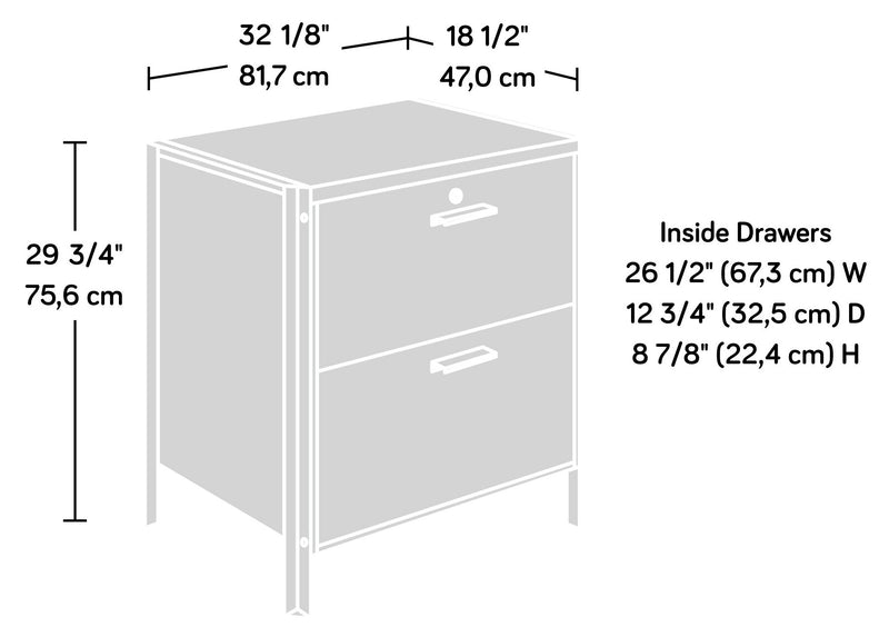 Classeur Briarbrook de 32,17 po de qualité commerciale à 2 tiroirs - brun