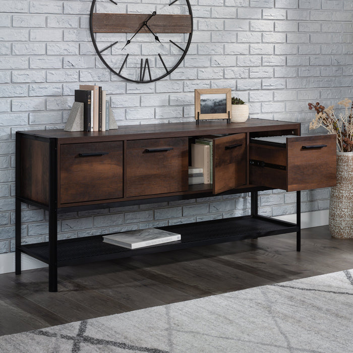 Bahut de bureau Briarbrook de 64,02 po de qualité commerciale avec 2 tiroirs et armoire - brun