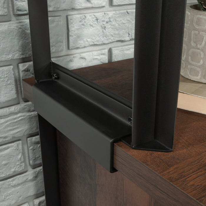 Crédence de bureau d’ordinateur Briarbrook de 60 po de qualité commerciale avec compartiments ouverts - brune