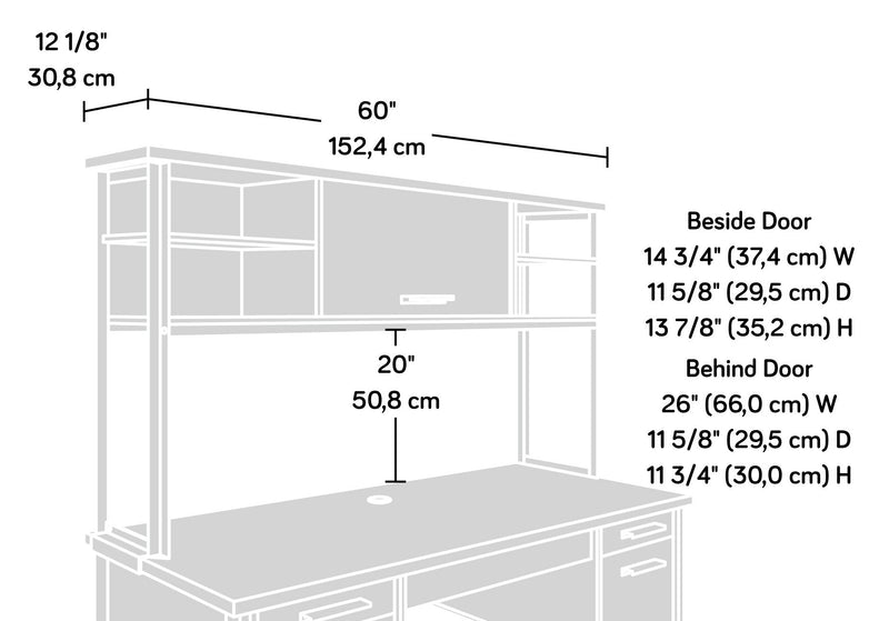 Crédence de bureau d’ordinateur Briarbrook de 60 po de qualité commerciale avec compartiments ouverts - brune