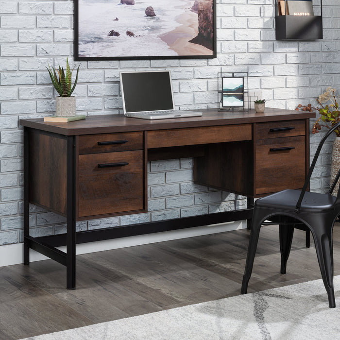 Bureau d’ordinateur Briarbrook de 60 po de qualité commerciale à 5 tiroirs - brun