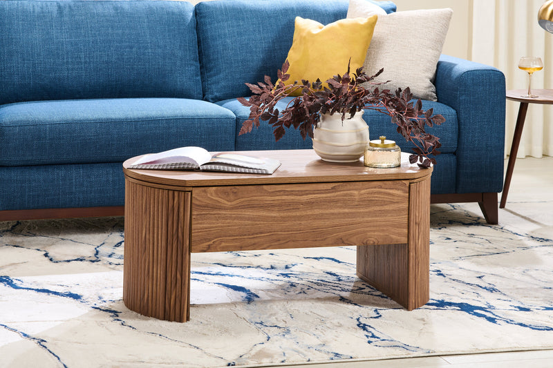 Table à café Briggs de 39,76 po avec dessus relevable et rangement - brune