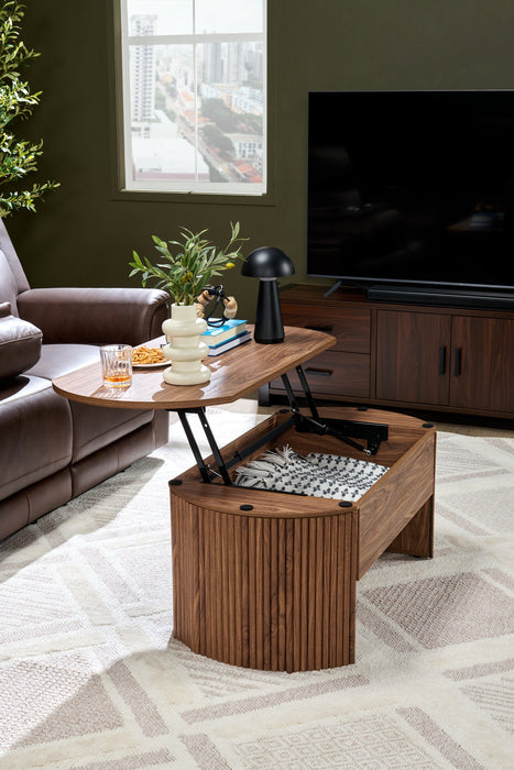 Table à café Briggs de 39,76 po avec dessus relevable et rangement - brune