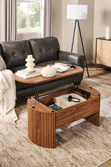 Table à café Briggs de 39,76 po avec dessus relevable et rangement - brune