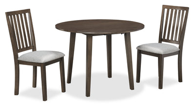 Bryn 3pc Dining Package with 42" Round Drop-Leaf Table & 2 Chairs, Fabric - Dark Grey | Ensemble de salle à manger Bryn 3 pièces avec table ronde de 42 po à abattant et 2 chaises en tissu  - gris foncé