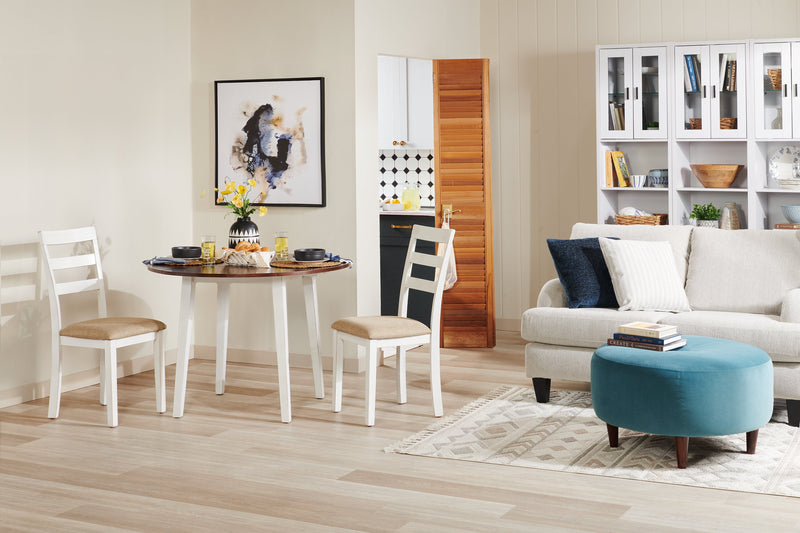 Ensemble de salle à manger Bryn 3 pièces avec table de 42 po à abattant et 2 chaises - deux teintes, blanc et brun