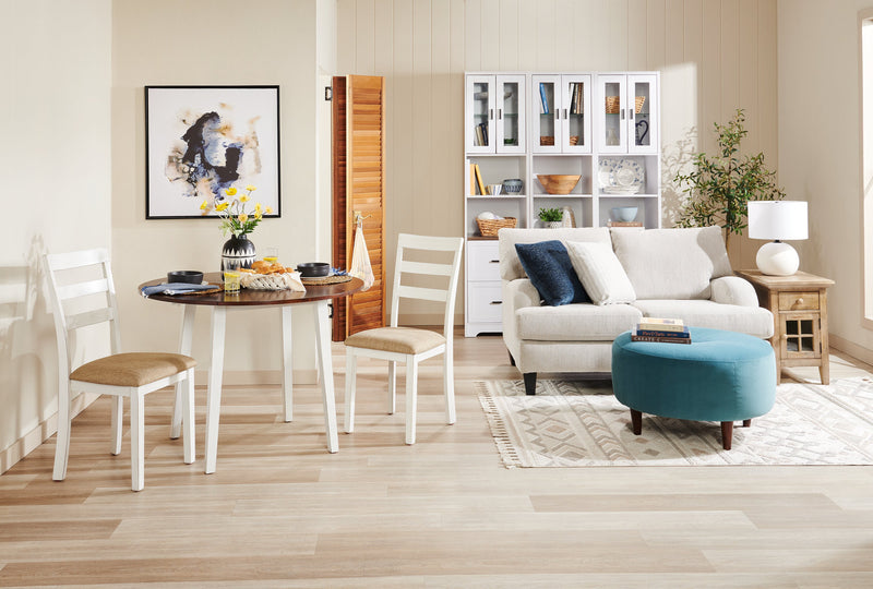 Ensemble de salle à manger Bryn 3 pièces avec table de 42 po à abattant et 2 chaises - deux teintes, blanc et brun