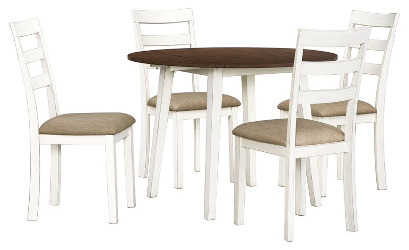 Chaise de salle à manger Bryn avec siège en tissu et dossier en échelle - blanche