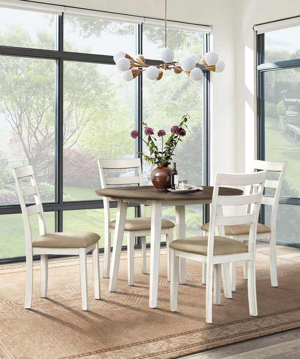 Chaise de salle à manger Bryn avec siège en tissu et dossier en échelle - blanche
