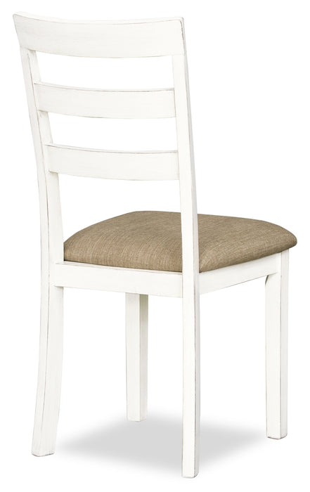 Chaise de salle à manger Bryn avec siège en tissu et dossier en échelle - blanche