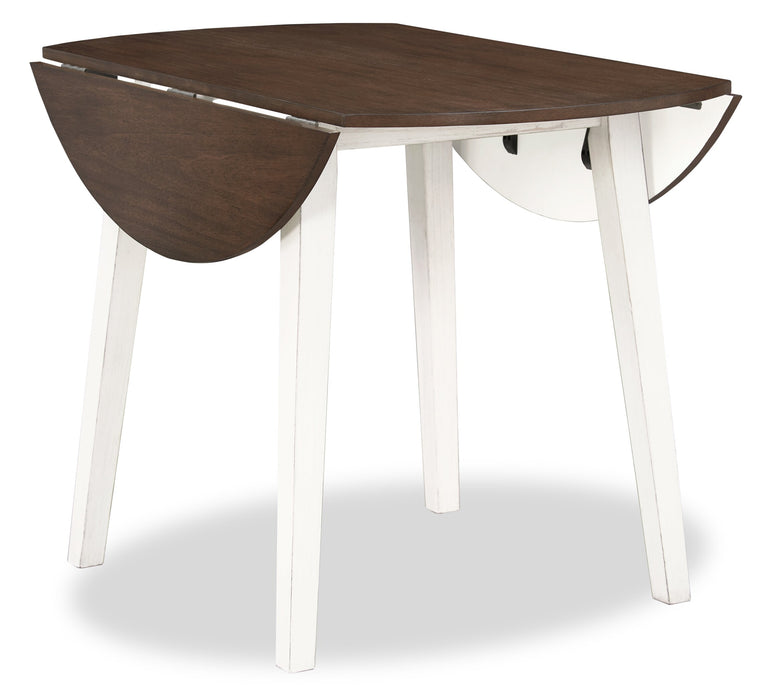 Table de salle à manger ronde Bryn de 42 po avec abattant - deux teintes, blanc et brun