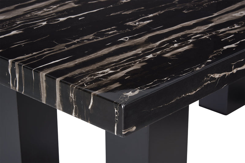 Table de salle à manger Burk de 72 po (L) avec dessus en résine époxy en imitation de marbre - noire