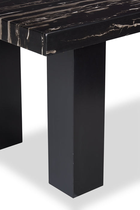 Table de salle à manger Burk de 72 po (L) avec dessus en résine époxy en imitation de marbre - noire