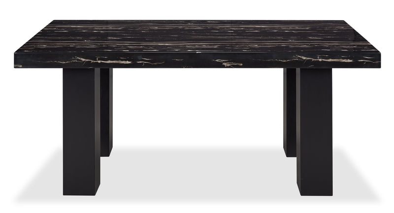 Table de salle à manger Burk de 72 po (L) avec dessus en résine époxy en imitation de marbre - noire