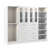 Système de pièce-penderie modulaire Florence de Bestar de 100 po avec éclairages à DEL, tringles, tablettes, tiroirs et portes de style Shaker - blanc