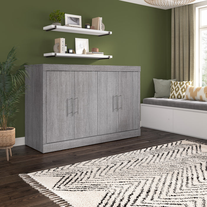 Armoire-lit double Nebula de Bestar de 69 po (L) avec matelas - gris écorce