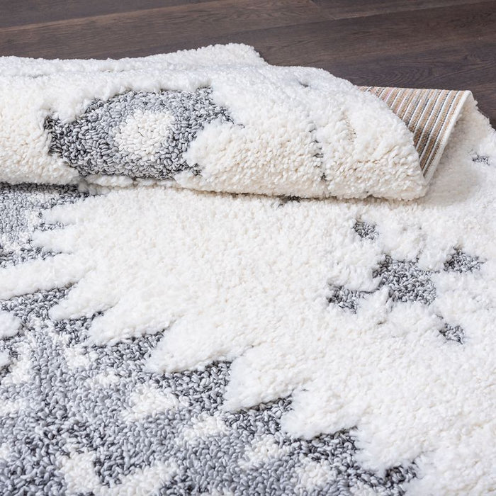Carpette à poil long Lola grise à motif de diamants - 2 pi 7 po x 8 pi