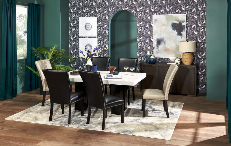 Chaise de salle à manger Cami en tissu en similicuir - grise