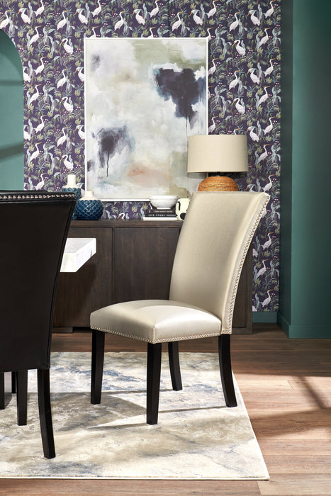 Chaise de salle à manger Cami en tissu en similicuir - grise