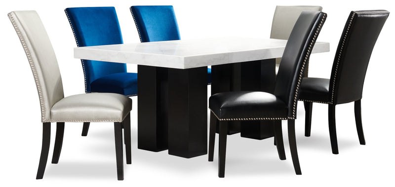 Table de salle à manger Cami de 70 po (L) avec dessus en marbre véritable - blanche