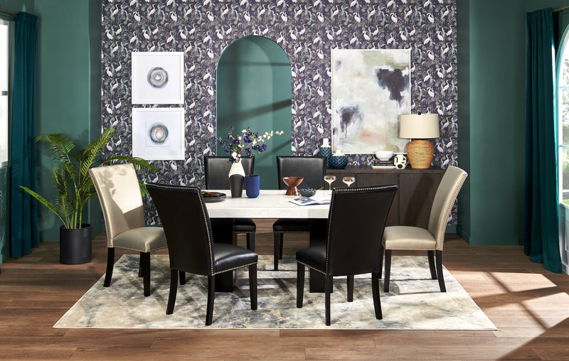 Table de salle à manger Cami de 70 po (L) avec dessus en marbre véritable - blanche